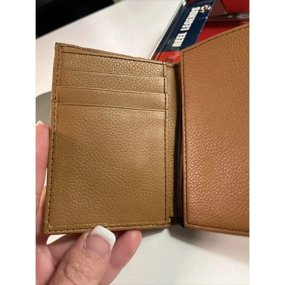 Reel Legends Genuine Premium Leather Trifold Wallet Textured Tan Finish New